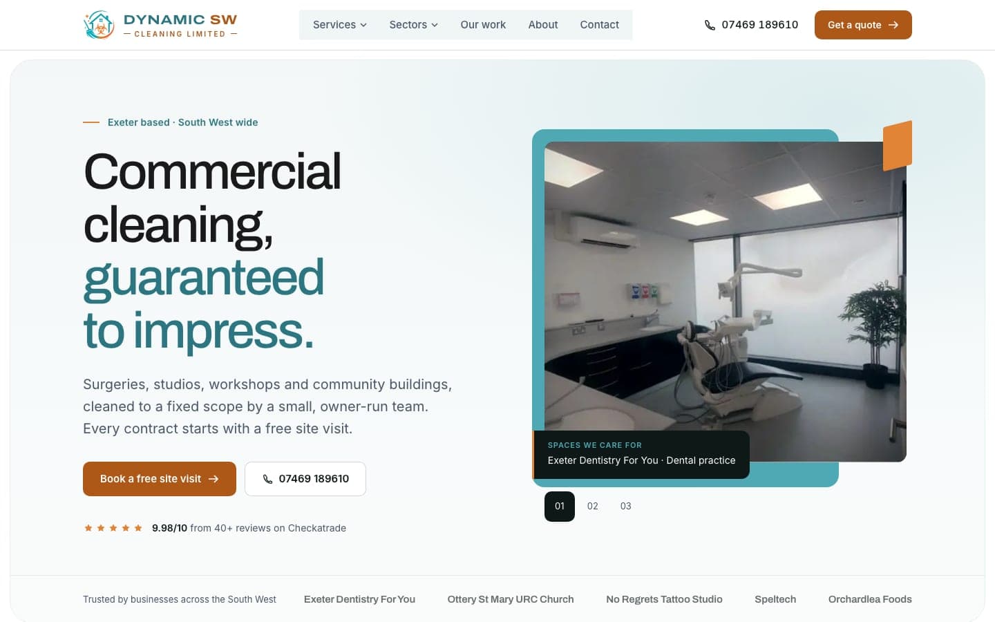Dynamic SW Cleaning website homepage